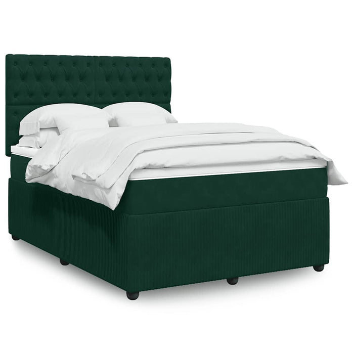 Pat box spring cu saltea, verde închis, 140x190 cm, catifea - WALTI WALTI