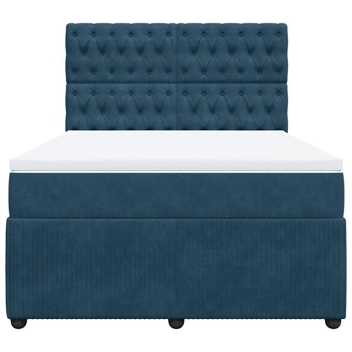 Pat box spring cu saltea, albastru închis, 140x190 cm, catifea - WALTI WALTI
