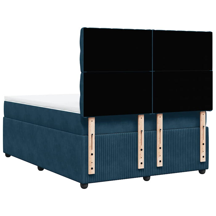 Pat box spring cu saltea, albastru închis, 140x190 cm, catifea - WALTI WALTI