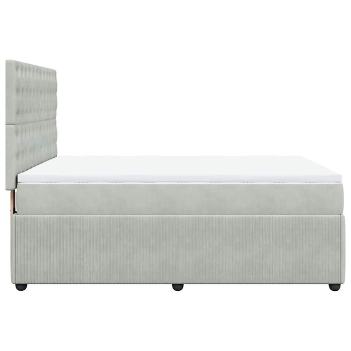 Pat box spring cu saltea, gri deschis, 140x190 cm, catifea - WALTI WALTI