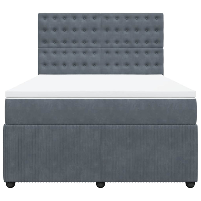 Pat box spring cu saltea, gri închis, 140x190 cm, catifea WALTI