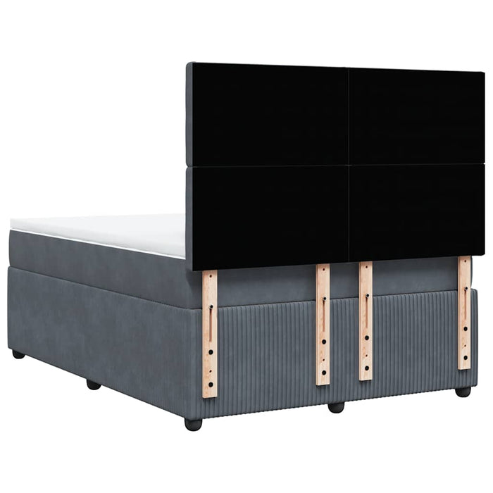 Pat box spring cu saltea, gri închis, 140x190 cm, catifea WALTI
