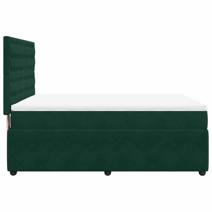 Pat box spring cu saltea, verde închis, 140x190 cm, catifea WALTI