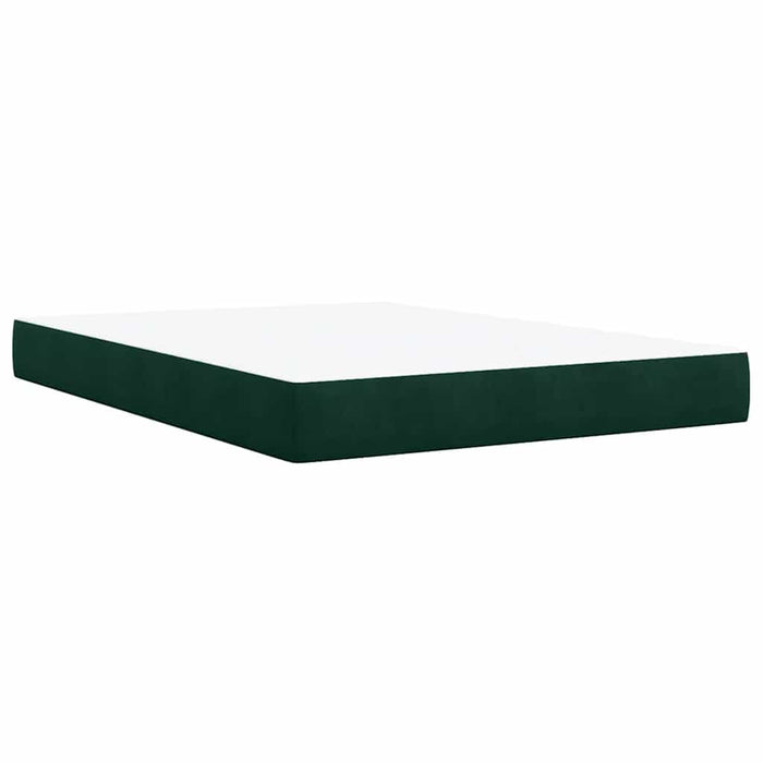Pat box spring cu saltea, verde închis, 140x190 cm, catifea WALTI