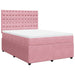 Pat box spring cu saltea, roz, 140x190 cm, catifea - WALTI WALTI
