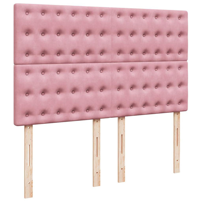Pat box spring cu saltea, roz, 140x190 cm, catifea - WALTI WALTI