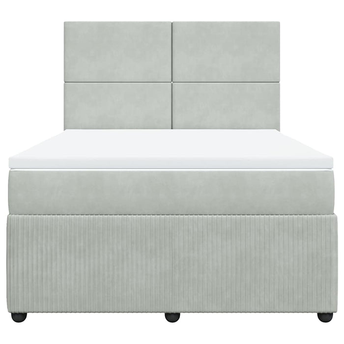 Pat box spring cu saltea, gri deschis, 140x200 cm, catifea - WALTI WALTI