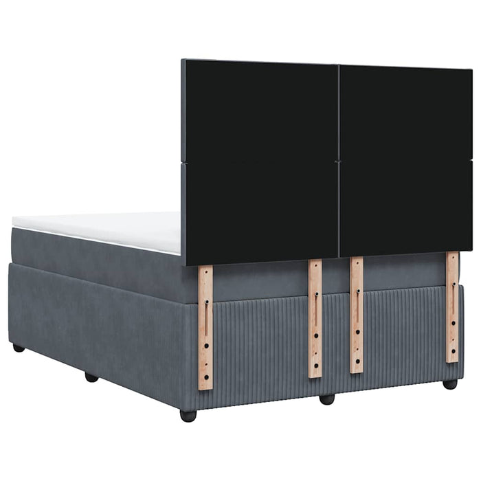 Pat box spring cu saltea, gri închis, 140x200 cm, catifea - WALTI WALTI
