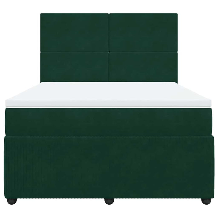Pat box spring cu saltea, verde închis, 140x200 cm, catifea - WALTI WALTI