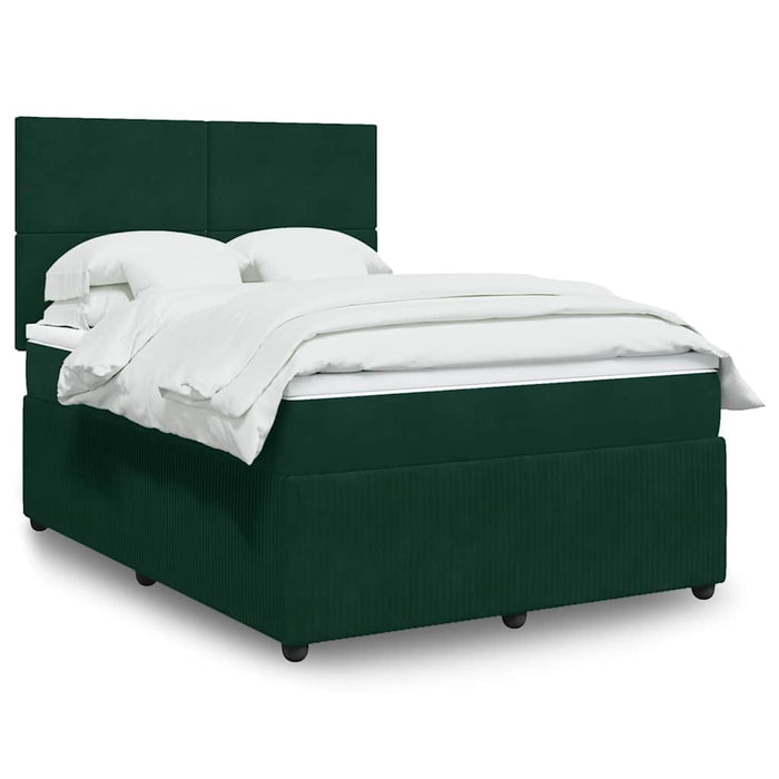 Pat box spring cu saltea, verde închis, 140x200 cm, catifea - WALTI WALTI