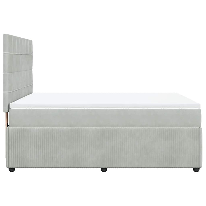 Pat box spring cu saltea, gri deschis, 140x200 cm, catifea - WALTI WALTI