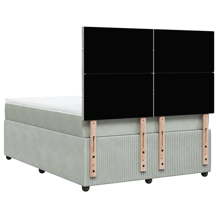 Pat box spring cu saltea, gri deschis, 140x200 cm, catifea - WALTI WALTI