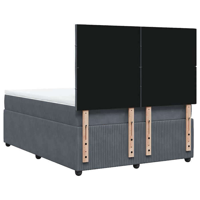 Pat box spring cu saltea, gri închis, 140x200 cm, catifea WALTI