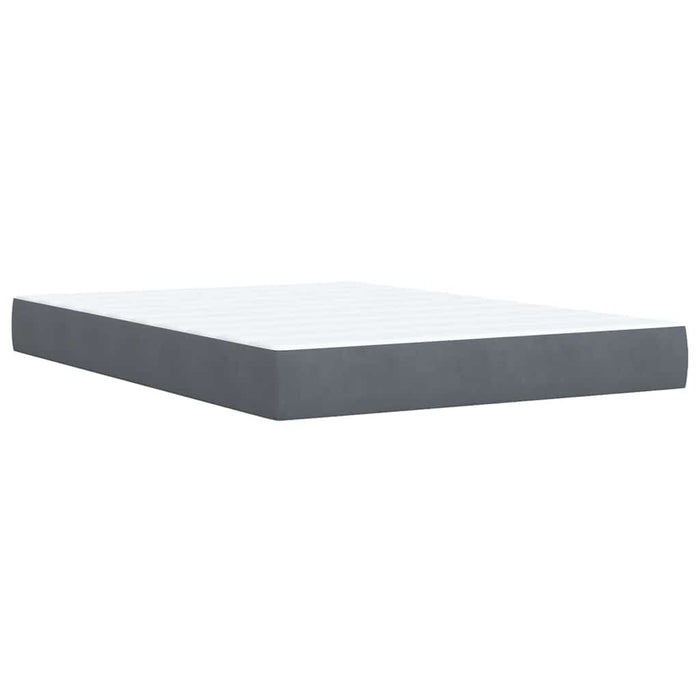 Pat box spring cu saltea, gri închis, 140x200 cm, catifea WALTI