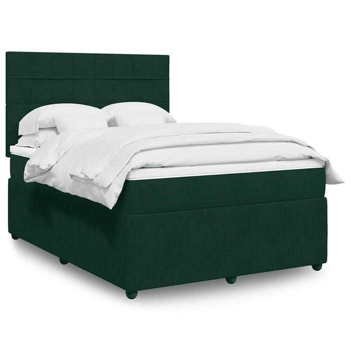 Pat box spring cu saltea, verde închis, 140x200 cm, catifea - WALTI WALTI