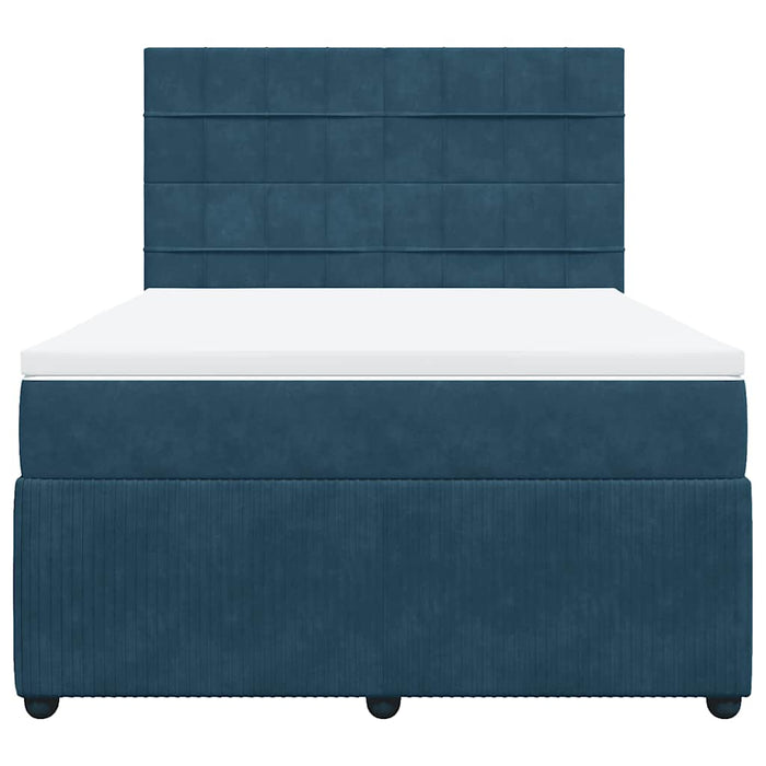 Pat box spring cu saltea, albastru închis, 140x200 cm, catifea - WALTI WALTI