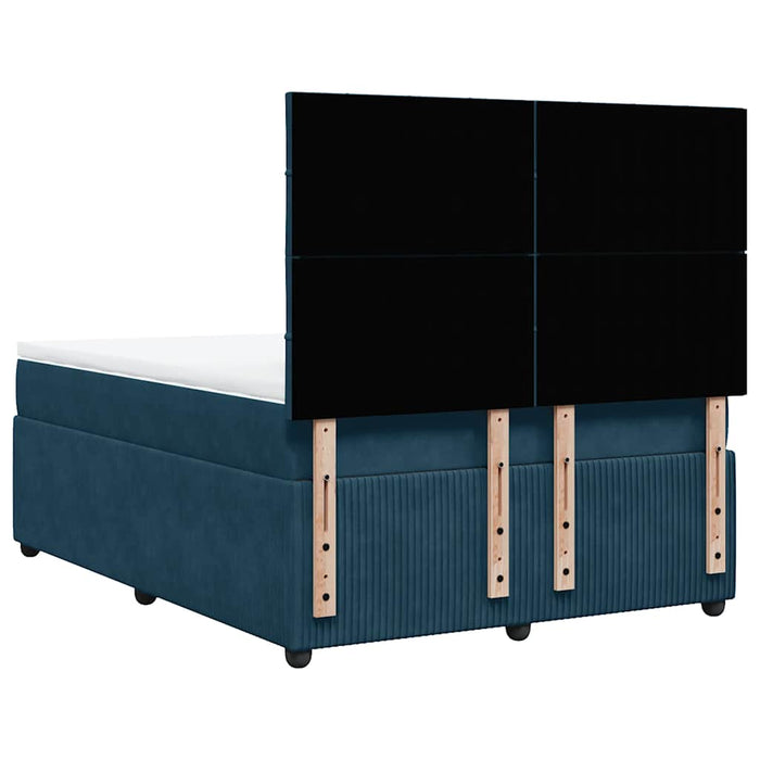 Pat box spring cu saltea, albastru închis, 140x200 cm, catifea - WALTI WALTI