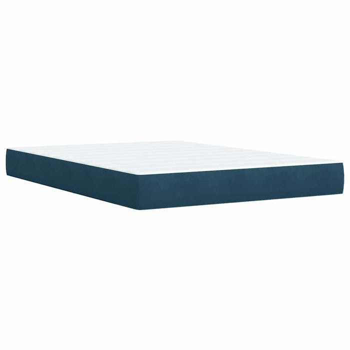 Pat box spring cu saltea, albastru închis, 140x200 cm, catifea - WALTI WALTI