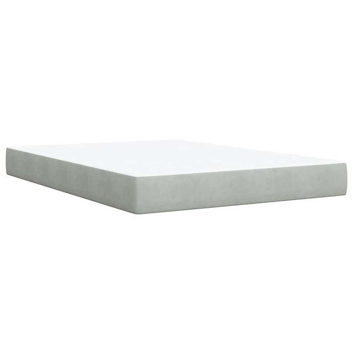 Pat box spring cu saltea, gri deschis, 140x200 cm, catifea WALTI