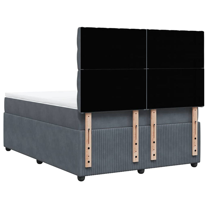 Pat box spring cu saltea, gri închis, 140x200 cm, catifea - WALTI WALTI