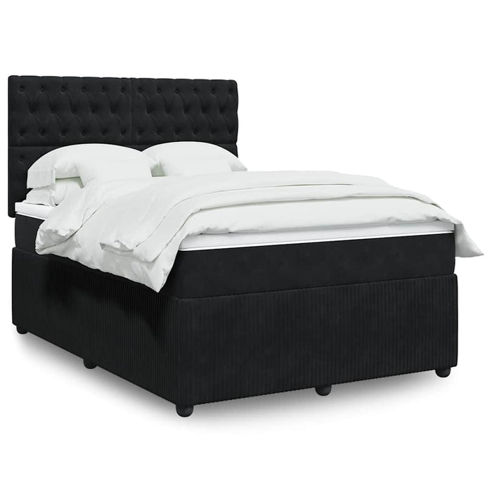 Pat box spring cu saltea, negru, 140x200 cm, catifea - WALTI WALTI