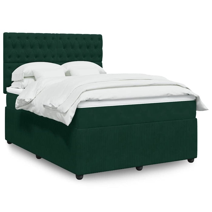 Pat box spring cu saltea, verde închis, 140x200 cm, catifea - WALTI WALTI