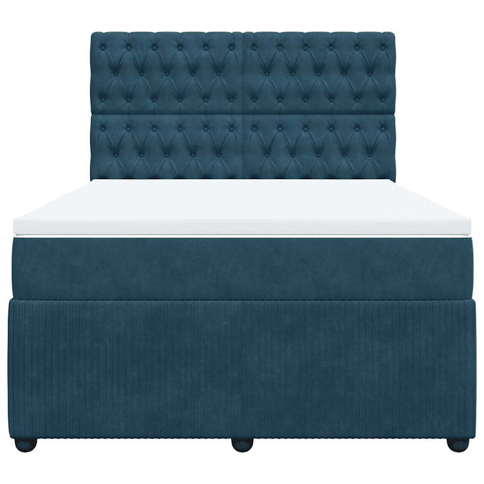 Pat box spring cu saltea, albastru închis, 140x200 cm, catifea - WALTI WALTI