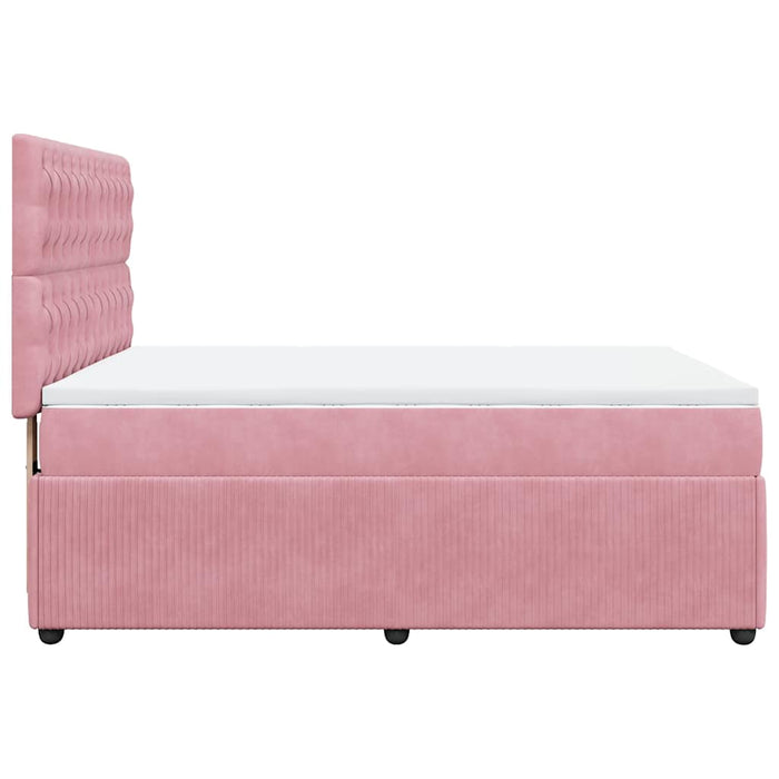 Pat box spring cu saltea, roz, 140x200 cm, catifea - WALTI WALTI