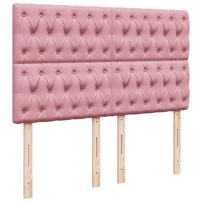 Pat box spring cu saltea, roz, 140x200 cm, catifea - WALTI WALTI