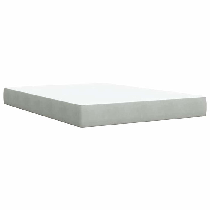 Pat box spring cu saltea, gri deschis, 140x200 cm, catifea WALTI
