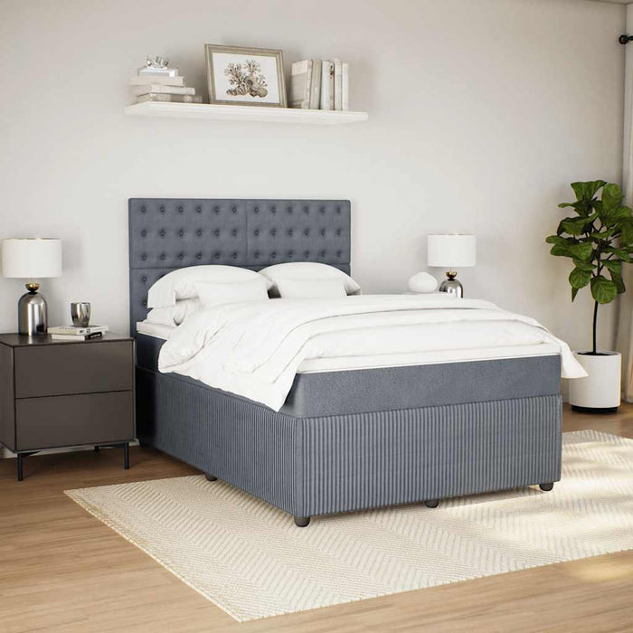 Pat box spring cu saltea, gri închis, 140x200 cm, catifea - WALTI WALTI