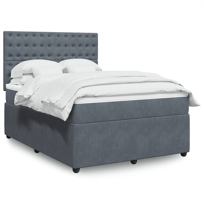 Pat box spring cu saltea, gri închis, 140x200 cm, catifea - WALTI WALTI