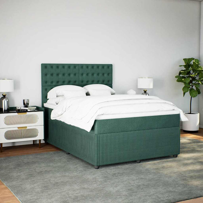 Pat box spring cu saltea, verde închis, 140x200 cm, catifea - WALTI WALTI