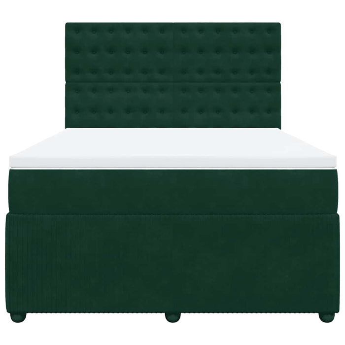 Pat box spring cu saltea, verde închis, 140x200 cm, catifea - WALTI WALTI