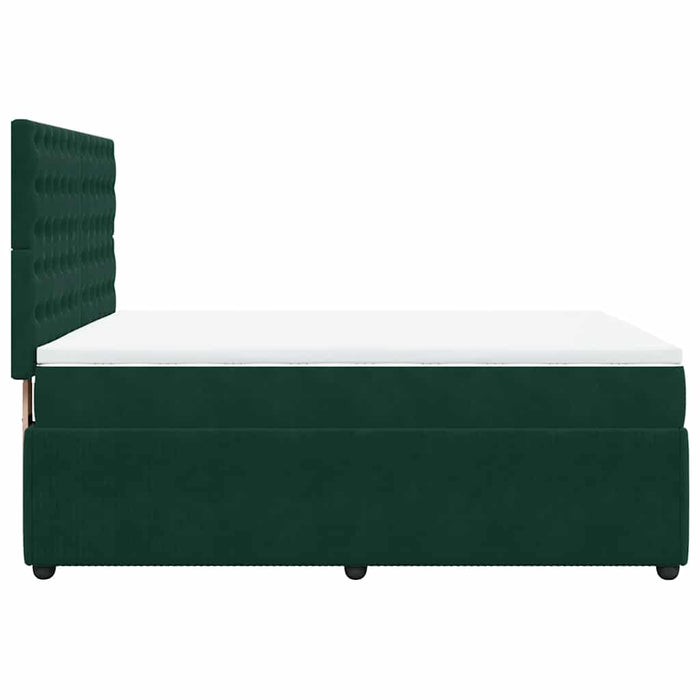 Pat box spring cu saltea, verde închis, 140x200 cm, catifea - WALTI WALTI