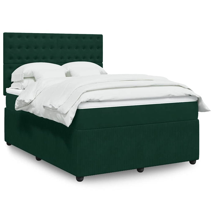 Pat box spring cu saltea, verde închis, 140x200 cm, catifea - WALTI WALTI