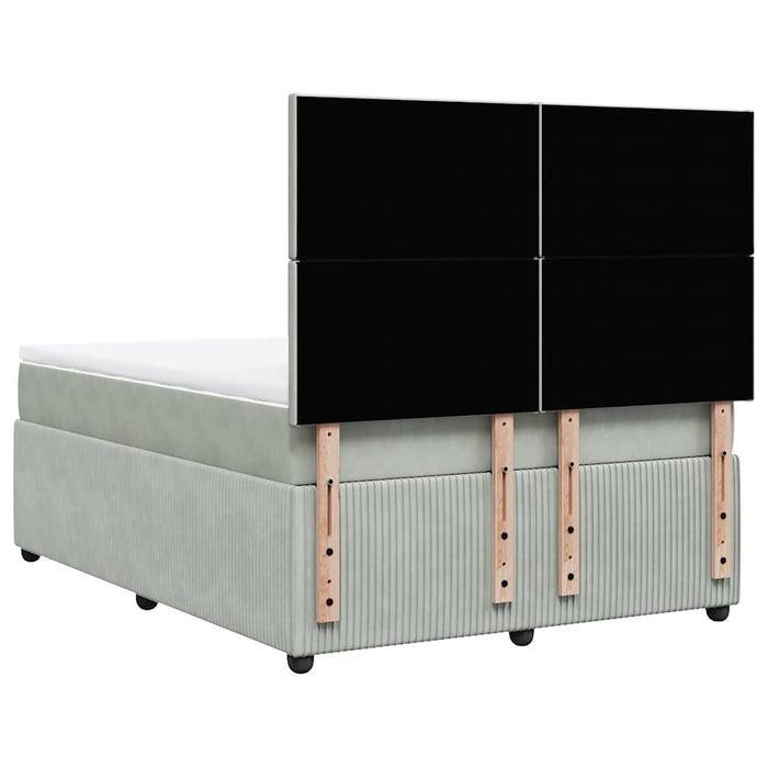 Pat box spring cu saltea, gri deschis, 160x200 cm, catifea WALTI