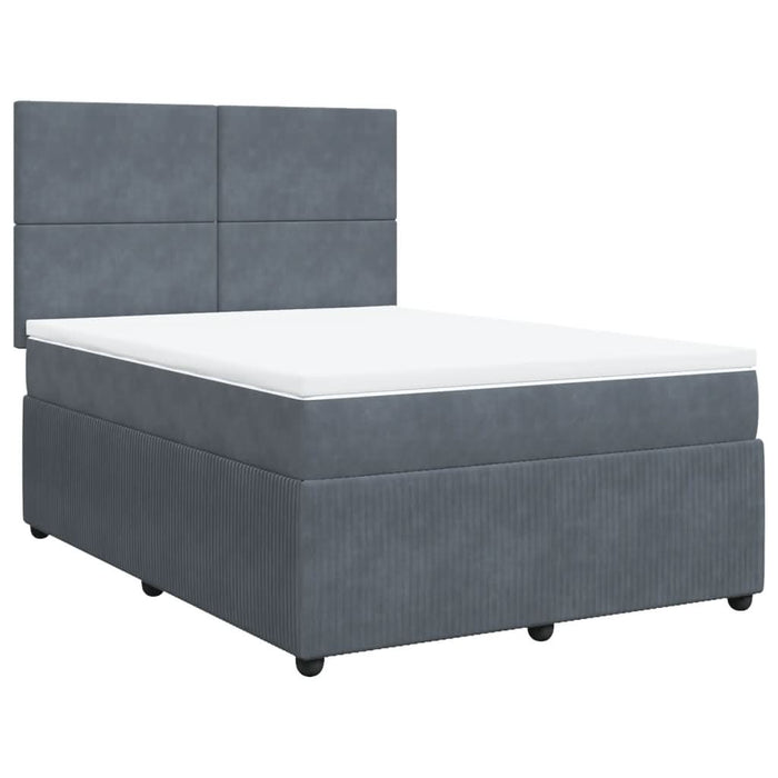Pat box spring cu saltea, gri închis, 160x200 cm, catifea - WALTI WALTI
