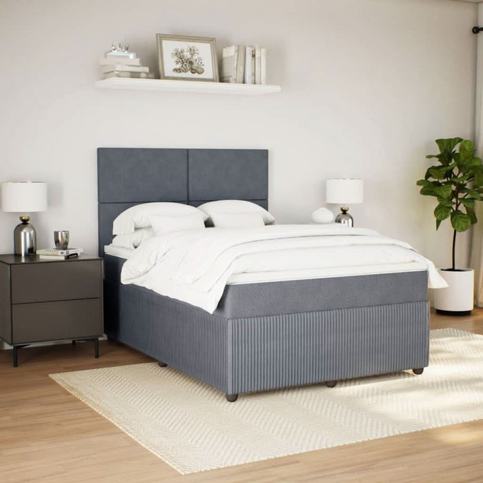 Pat box spring cu saltea, gri închis, 160x200 cm, catifea - WALTI WALTI