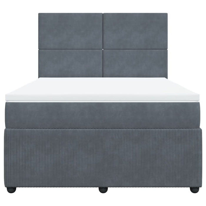 Pat box spring cu saltea, gri închis, 160x200 cm, catifea - WALTI WALTI