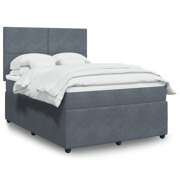Pat box spring cu saltea, gri închis, 160x200 cm, catifea - WALTI WALTI