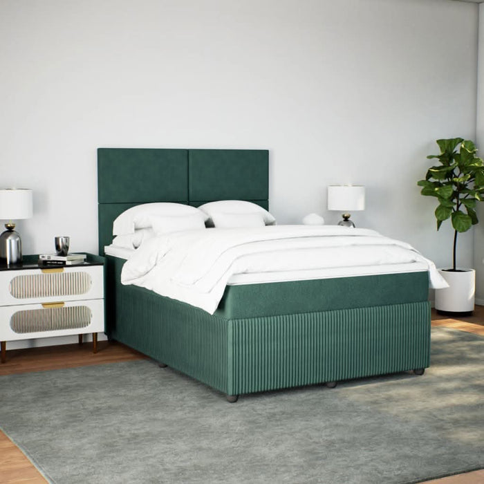 Pat box spring cu saltea, verde închis, 160x200 cm, catifea - WALTI WALTI