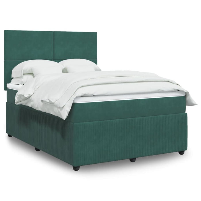 Pat box spring cu saltea, verde închis, 160x200 cm, catifea - WALTI WALTI