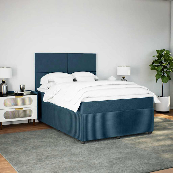 Pat box spring cu saltea, albastru închis, 160x200 cm, catifea - WALTI WALTI