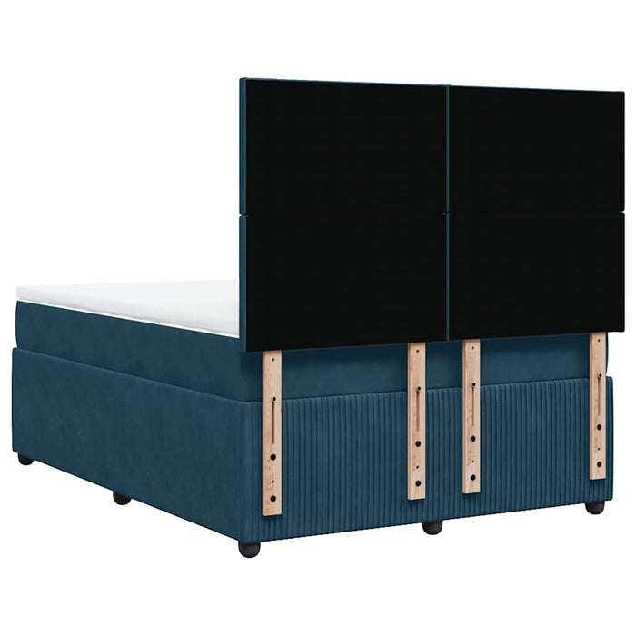 Pat box spring cu saltea, albastru închis, 160x200 cm, catifea - WALTI WALTI