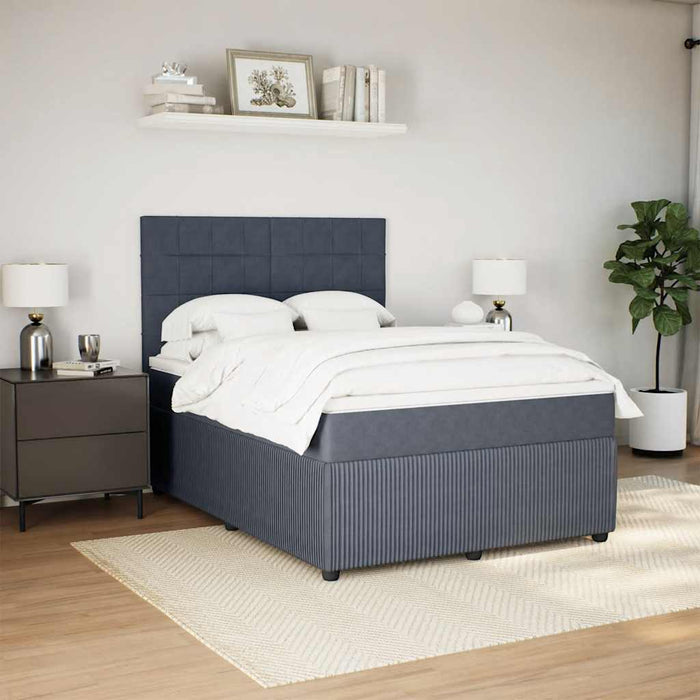Pat box spring cu saltea, gri închis, 160x200 cm, catifea WALTI