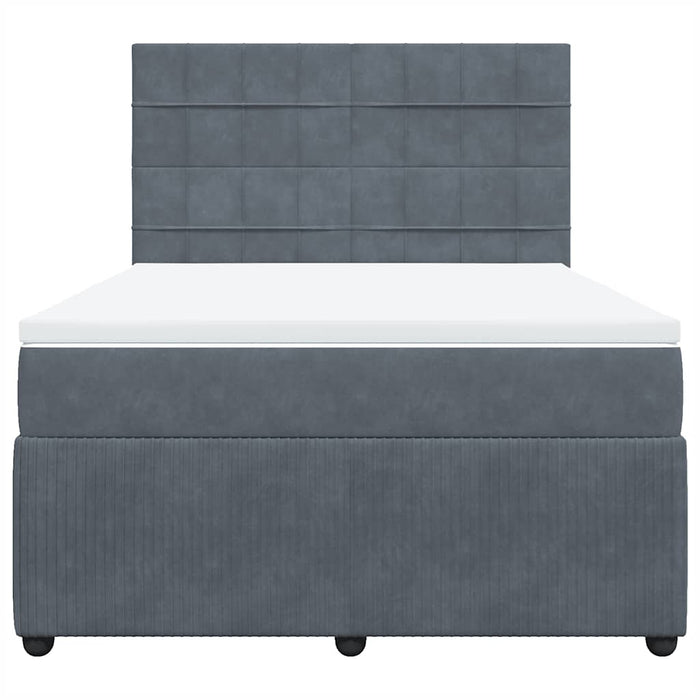Pat box spring cu saltea, gri închis, 160x200 cm, catifea WALTI