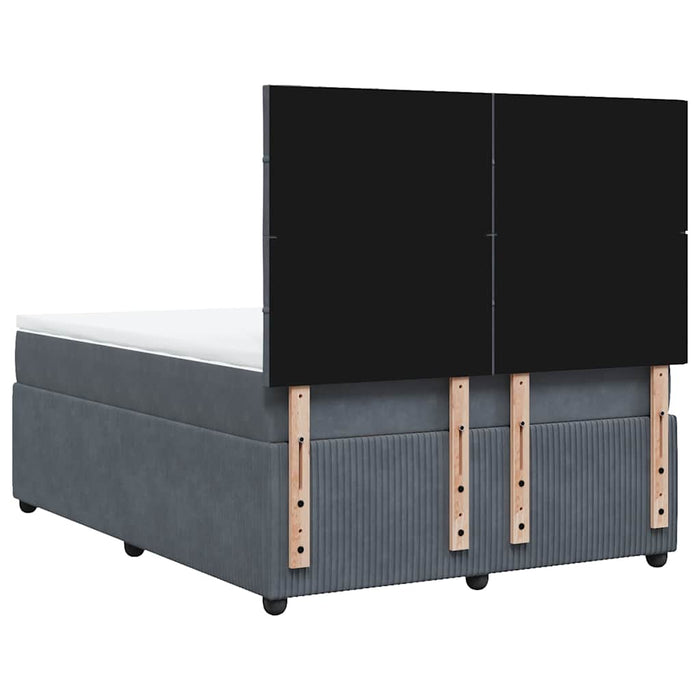 Pat box spring cu saltea, gri închis, 160x200 cm, catifea WALTI