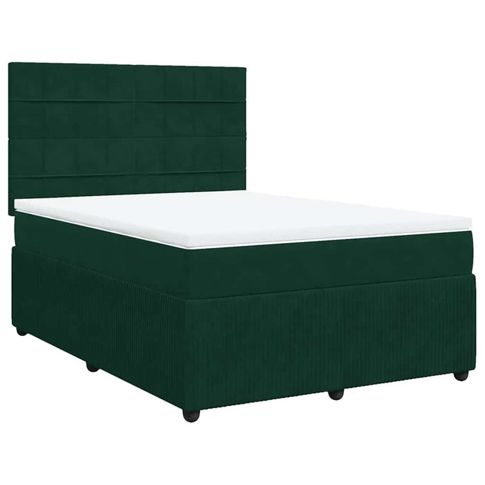 Pat box spring cu saltea, verde închis, 160x200 cm, catifea - WALTI WALTI