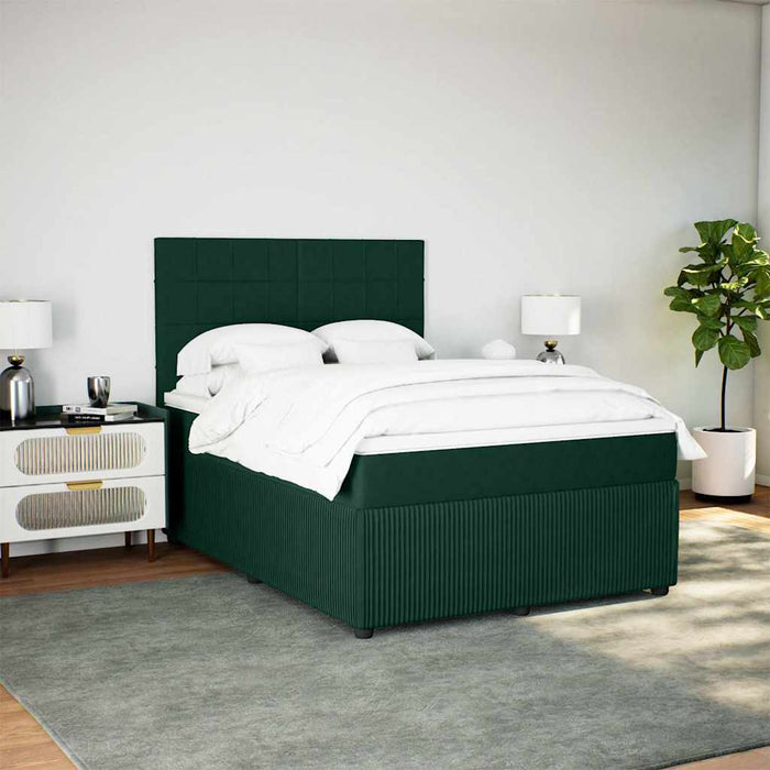 Pat box spring cu saltea, verde închis, 160x200 cm, catifea - WALTI WALTI